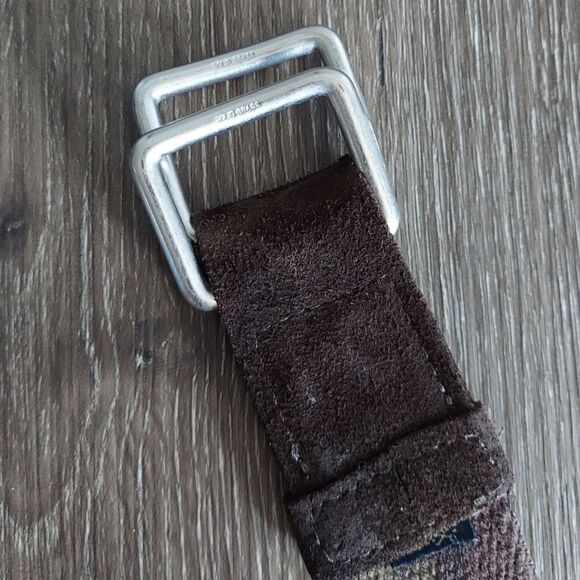 Banana Republic Two Tone Canvas Belt Solid Brass  41.5in Long - Picture 3 of 5